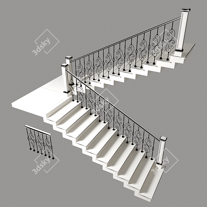 Modern Steel Staircase Design 3D model image 3