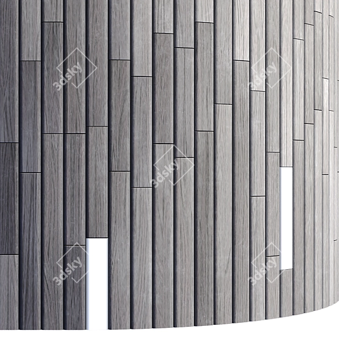 Striped Wood + Light Panels | PBR 4K 3D model image 5