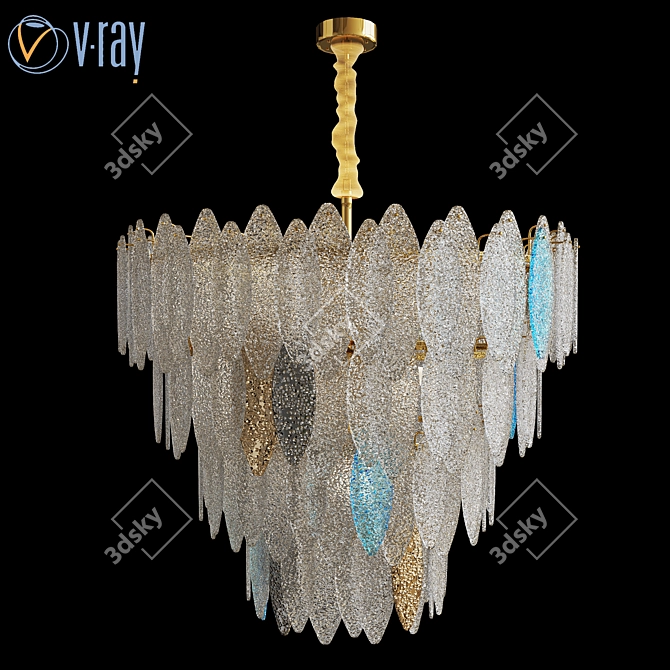 Glass Petal Chandelier 3D model image 1