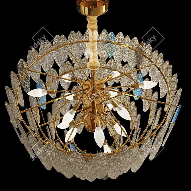 Glass Petal Chandelier 3D model image 2