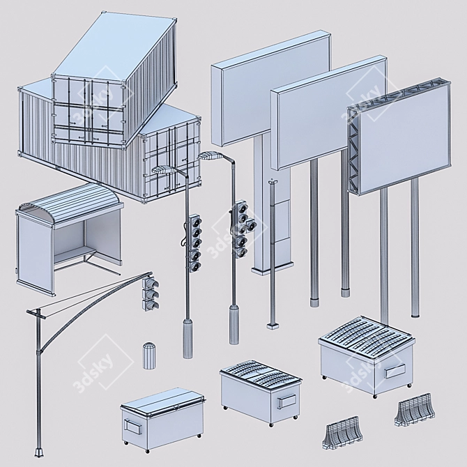 Urban Elements Bundle 3D model image 8