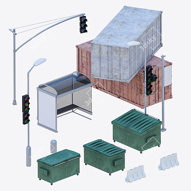 Urban Elements Bundle 3D model image 10