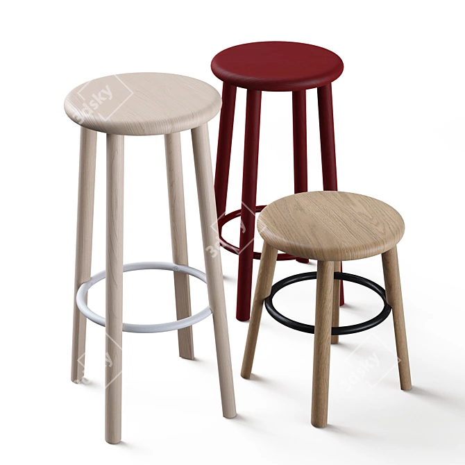 Redefining Simplicity: Mattiazzi's Solo Stools 3D model image 1