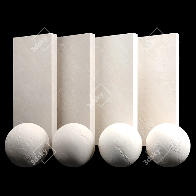 Natural Sandstone Beige Stone Texture 3D model image 1