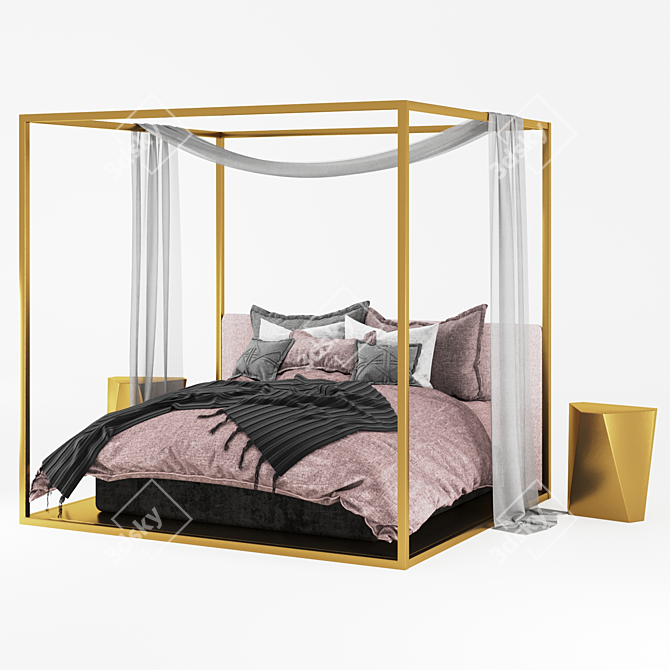 Elegant Canopy Bed 3D model image 1