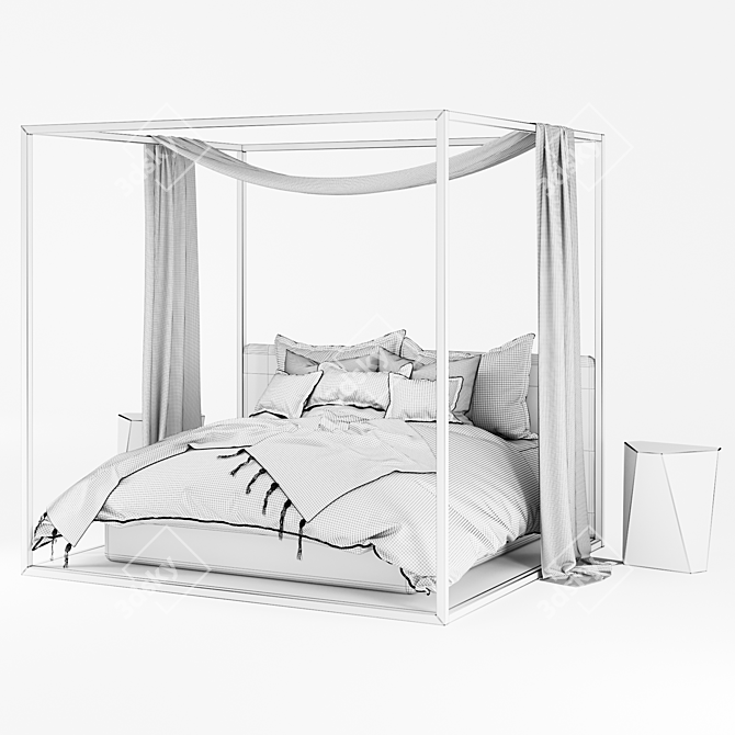 Elegant Canopy Bed 3D model image 2