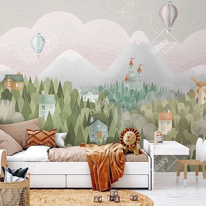 Cozy Country Design Wallpaper Panels 3D model image 4