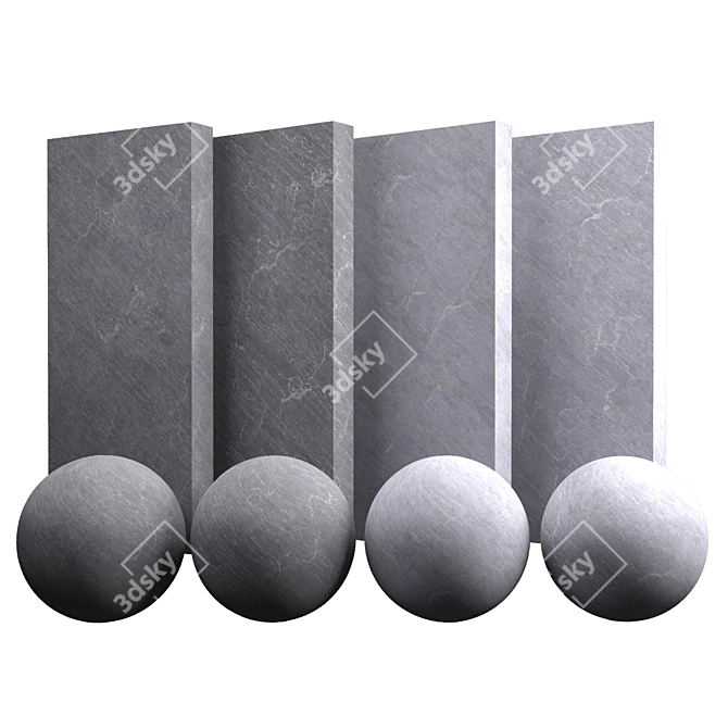 Sleek Gray Raw Slate Stone 3D model image 1