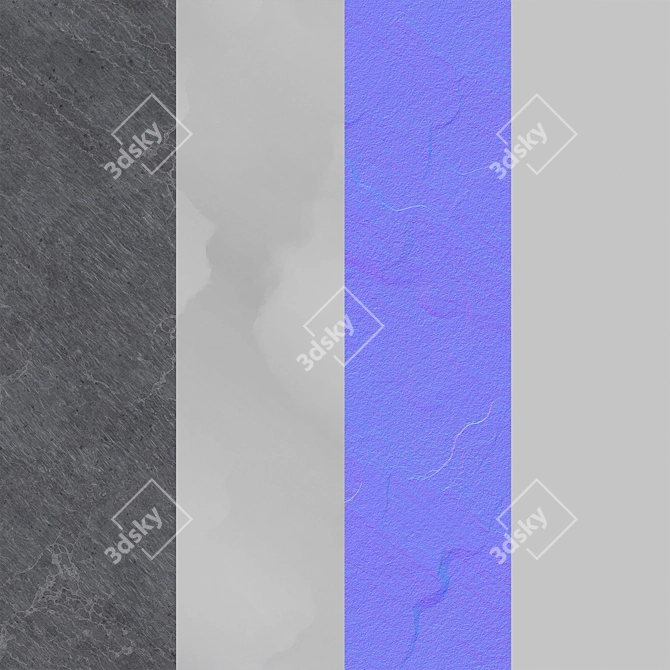 Sleek Gray Raw Slate Stone 3D model image 3