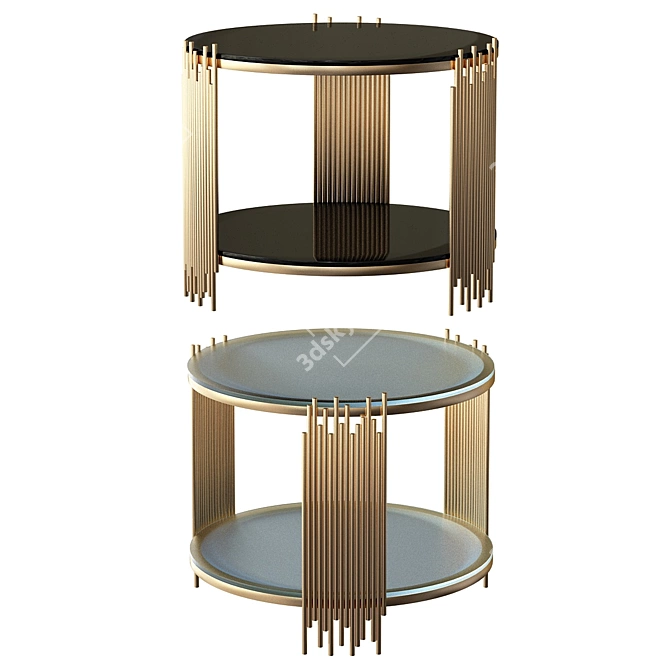 Sleek Black and Gold Coffee Table 3D model image 1