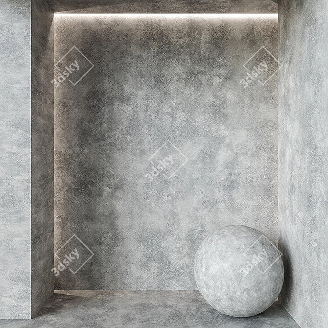 Seamless Gray Plaster Texture 3D model image 1