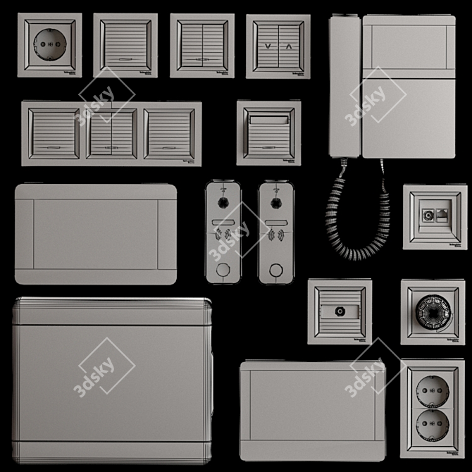 Complete Home Electronics Kit: Tantos & Schneider Electric 3D model image 5