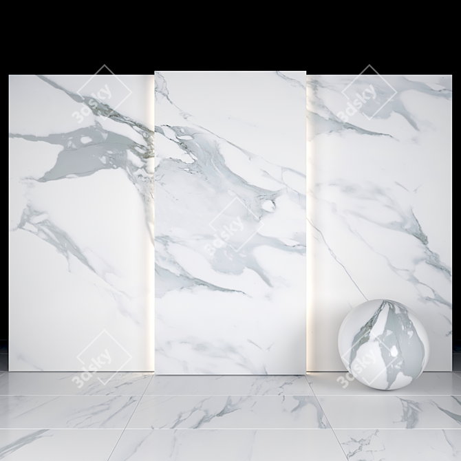 Elegant Borghini White Marble Tiles 3D model image 1