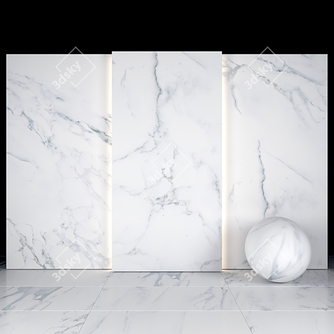 Elegant Borghini White Marble Tiles 3D model image 2