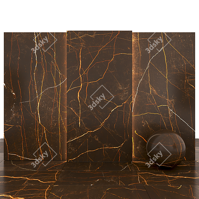 Dark Golden Laurent: Luxe Marble Tiles 3D model image 1