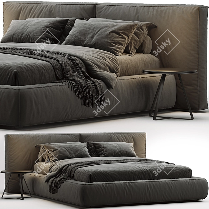 Bonaldo Fluff Bed: Plush Comfort for Dreamy Nights 3D model image 1