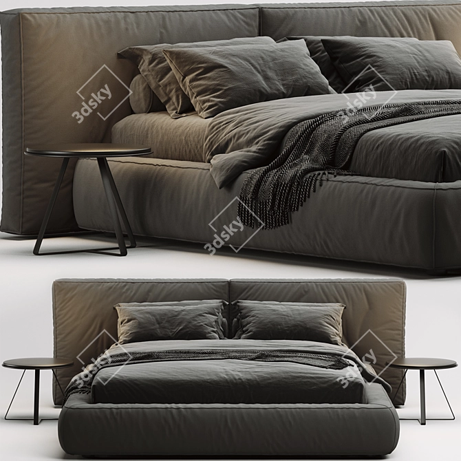 Bonaldo Fluff Bed: Plush Comfort for Dreamy Nights 3D model image 2