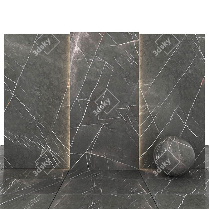 Gray Marble Textured Tiles 3D model image 2