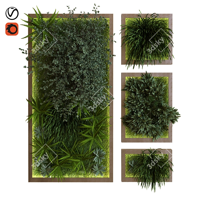 Eco Green Wall Decor Set 3D model image 1