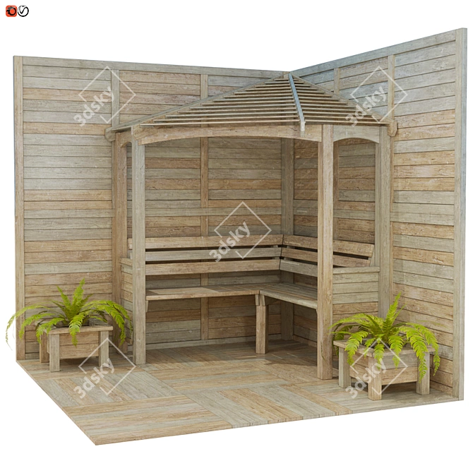 Outdoor Oasis Pergola [+ Bench] 3D model image 1