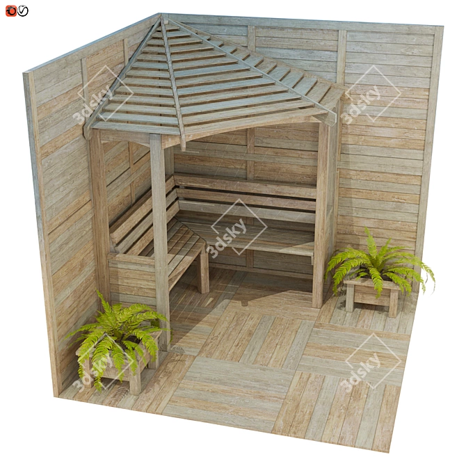 Outdoor Oasis Pergola [+ Bench] 3D model image 2