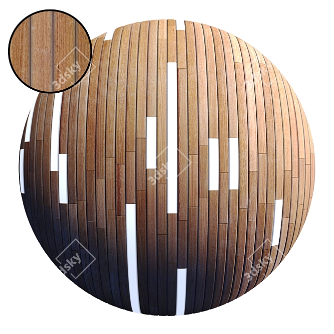 Striped Wood + Light Panels 4K 3D model image 1