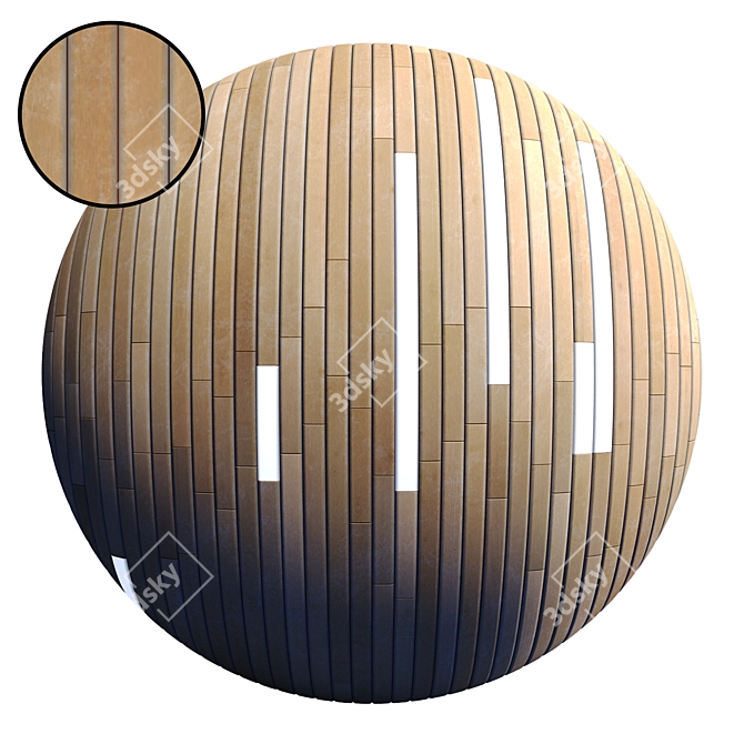 Striped Wood + Light Panels: Stunning PBR 4K Textures 3D model image 1