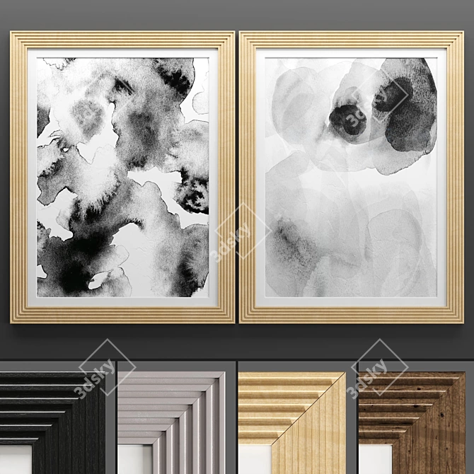 Modern Art Frame Set - 2 Frames with Textured Design 3D model image 1