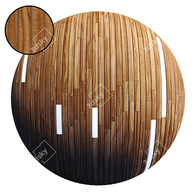 Striped Wood Light Panels - PBR 4K 3D model image 1