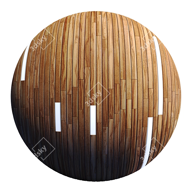 Striped Wood Light Panels - PBR 4K 3D model image 3