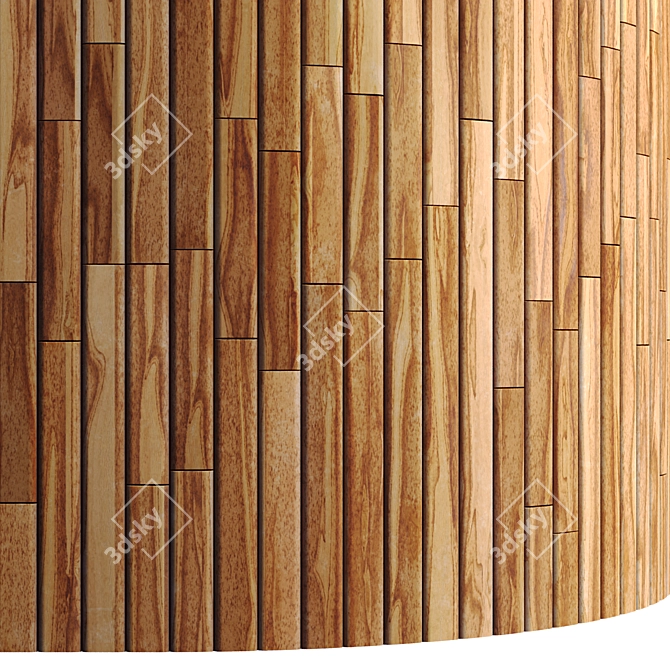 Striped Wood Light Panels - PBR 4K 3D model image 4