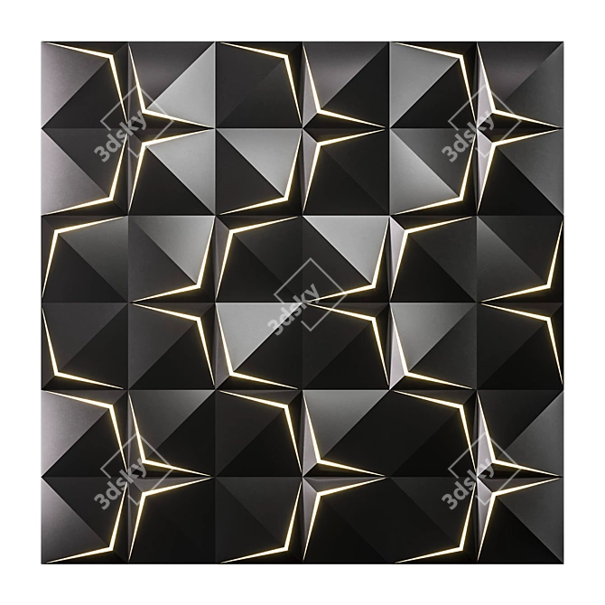 Sleek Black 3D Backlit Panel 3D model image 1