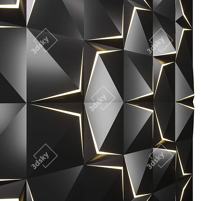 Sleek Black 3D Backlit Panel 3D model image 2