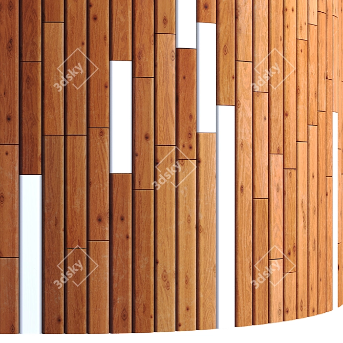 Striped Wood + Light Panels: PBR 4K & 2 Mats 3D model image 5