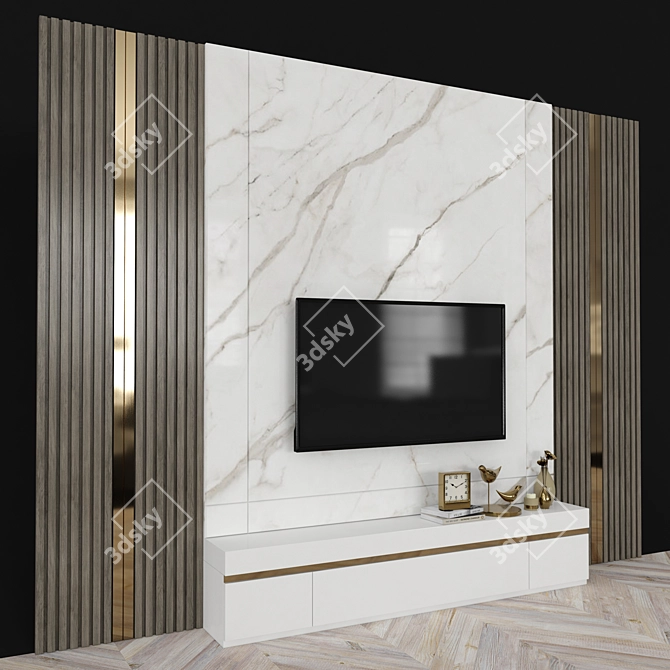 Modern TV Wall Set with 55" TV 3D model image 2