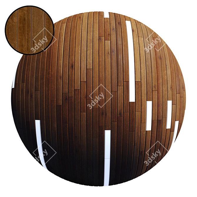 Striped Wood + Light Panels PBR 4K 3D model image 1