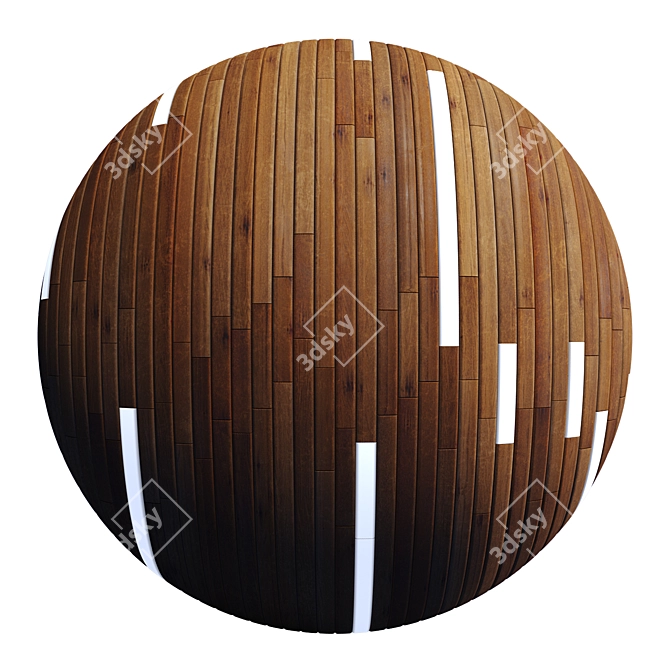 Striped Wood + Light Panels PBR 4K 3D model image 3