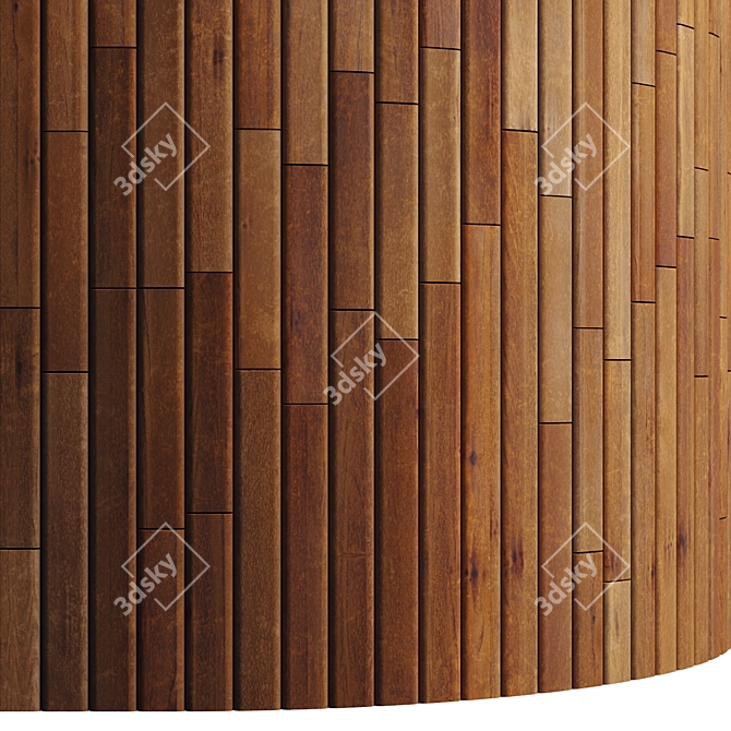 Striped Wood + Light Panels PBR 4K 3D model image 4