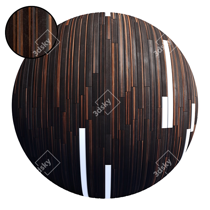 Striped Wood Light Panels - PBR 4K 3D model image 1