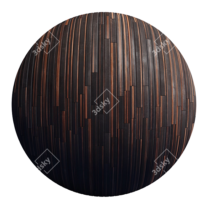 Striped Wood Light Panels - PBR 4K 3D model image 2