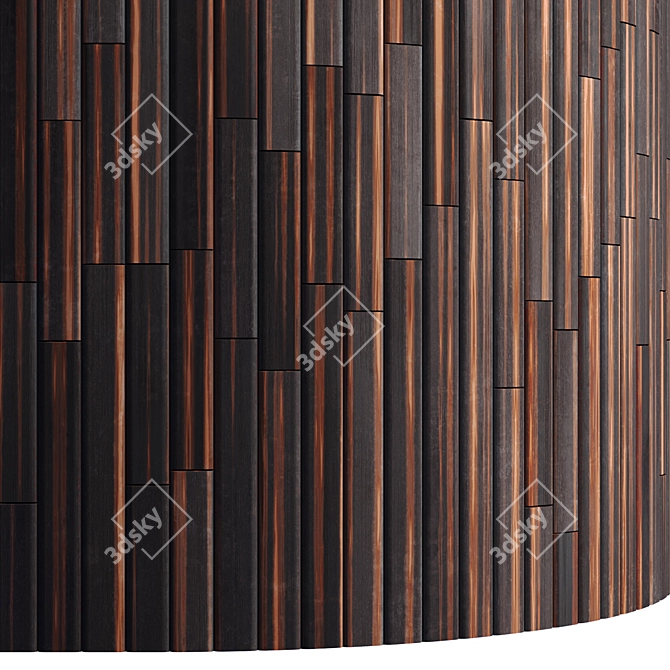 Striped Wood Light Panels - PBR 4K 3D model image 4