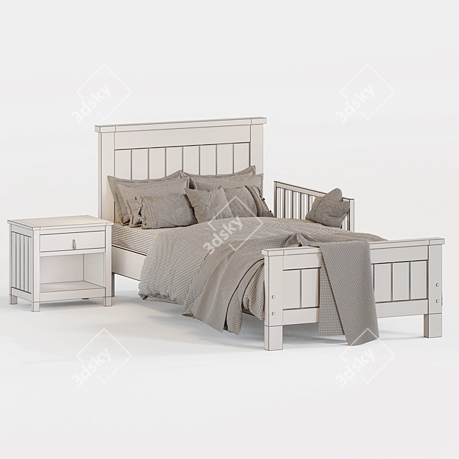 Modern Wood Teenage Bed 3D model image 5