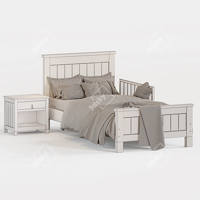 Modern Wood Teenage Bed 3D model image 7