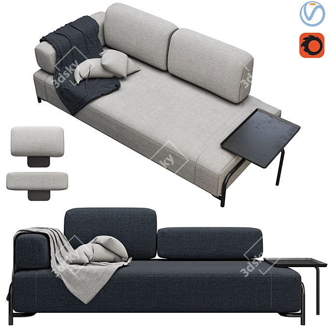 Contemporary Modern Sofa 3D model image 1