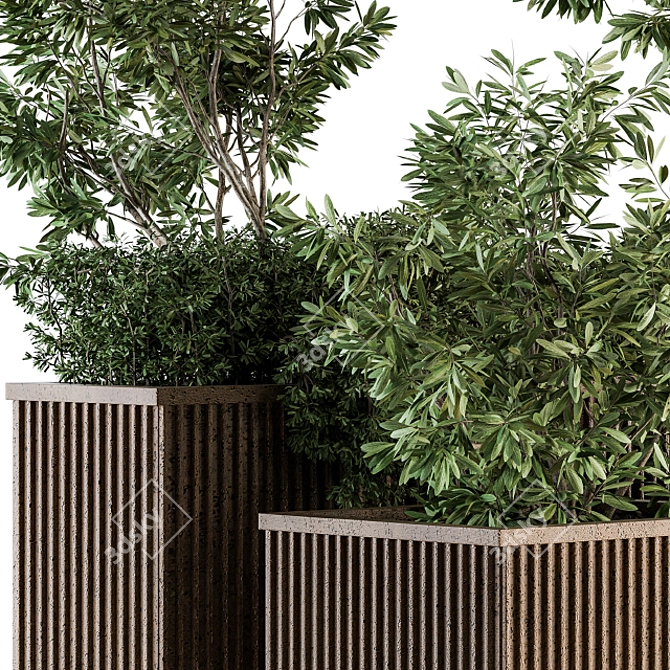 Concrete Box Outdoor Plants - Set 160 3D model image 2