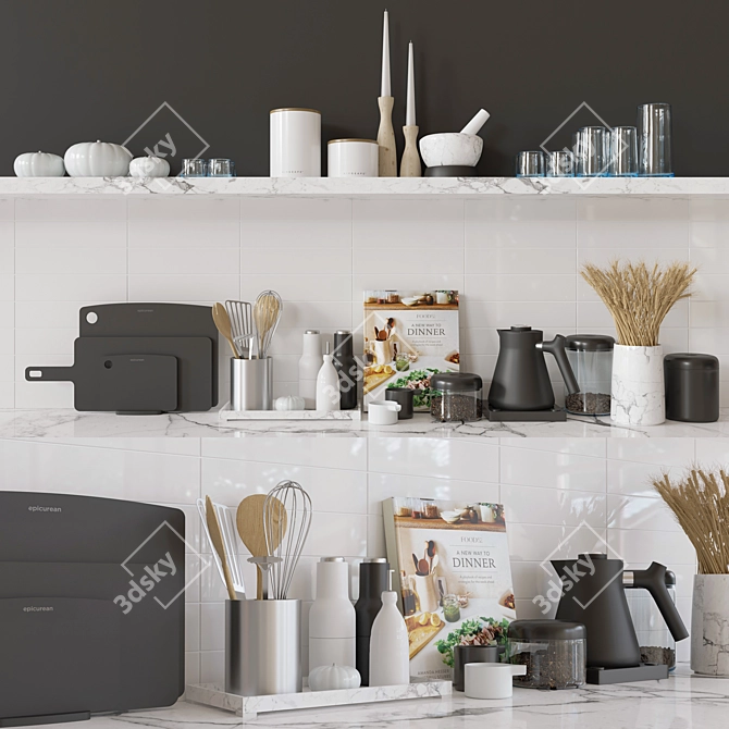 Organized Kitchen Utensils & Storage Set 3D model image 1