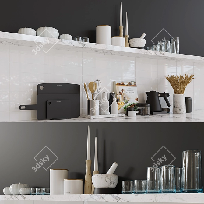 Organized Kitchen Utensils & Storage Set 3D model image 2