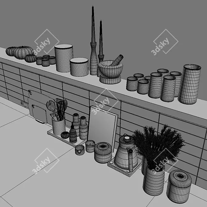 Organized Kitchen Utensils & Storage Set 3D model image 3