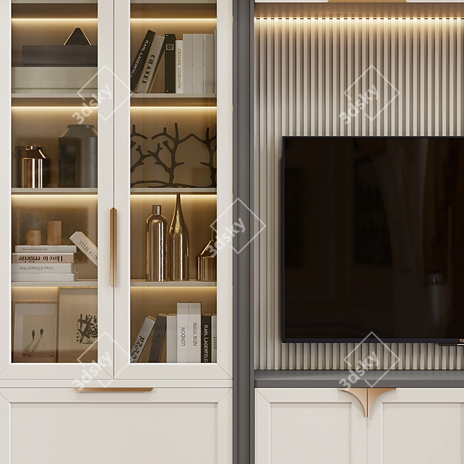 Elegant Neoclassical TV Wall 3D model image 3