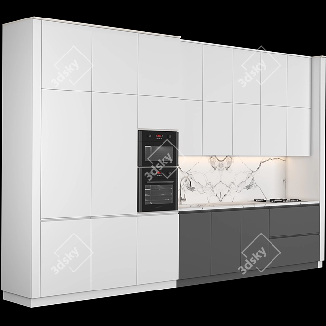 Sleek Kitchen 19: Modern, Millimeter Units 3D model image 2